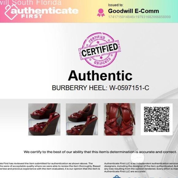 Burberry Women's 9 Strappy Red Leather 1.5" Platform Stacked Wedge 5.5" Heels - Picture 7 of 13